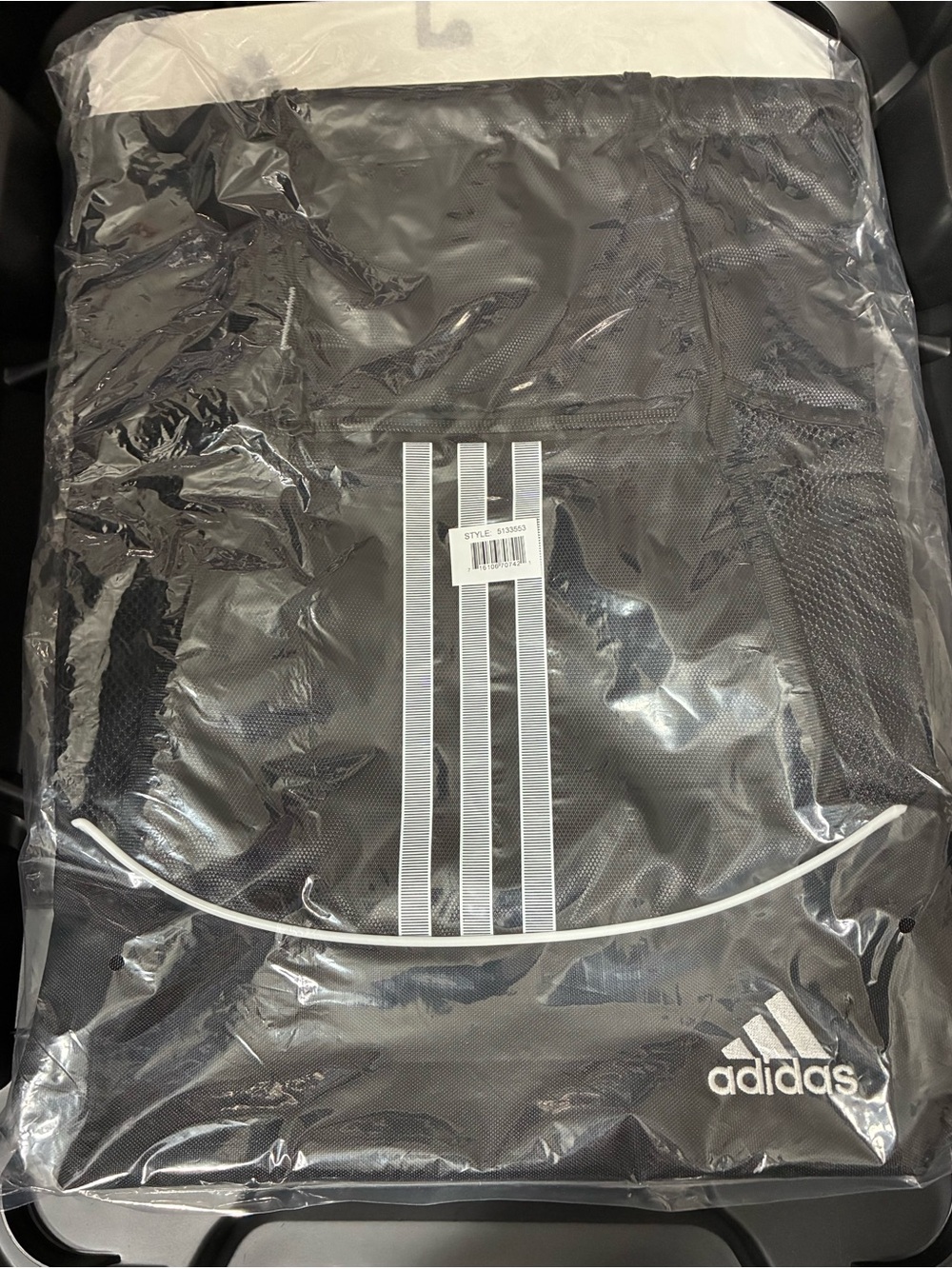 adidas Black Backpack with White Three-Stripes